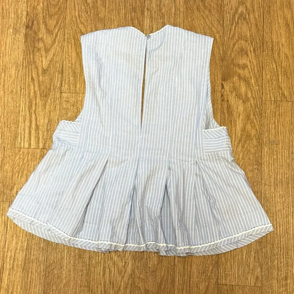 Free People Blue and White Good Feels Striped Sleeveless Top Size Small